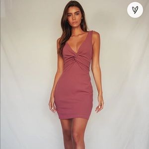 Lulus must be a twist of fate rusty rose bodycon dress